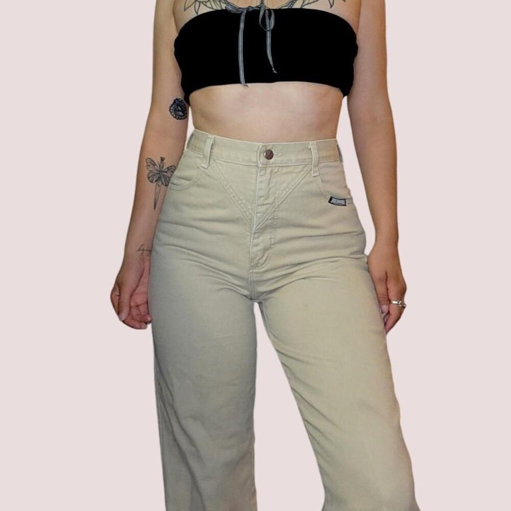 Vintage Roughrider Beige Western 90s Denim Jeans !!! - Picture 5 of 8